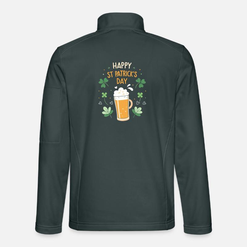 Bière mousse et trèfles Saint Patrick Veste en tissu softshell Unisexe