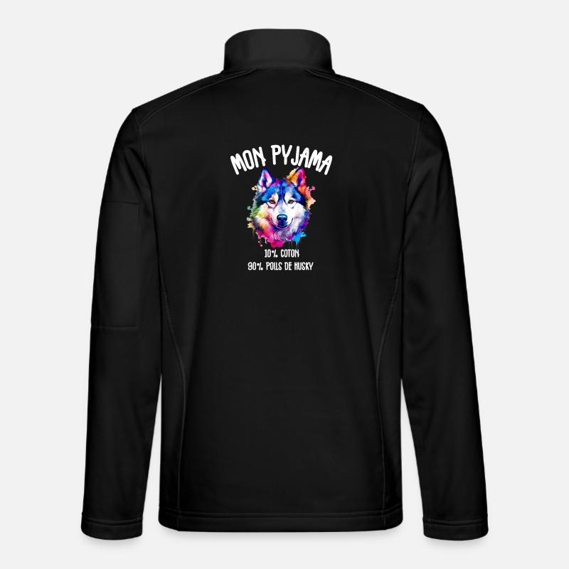 Funny Husky Dog Pajamas - Unisex Softshell Jacket - black