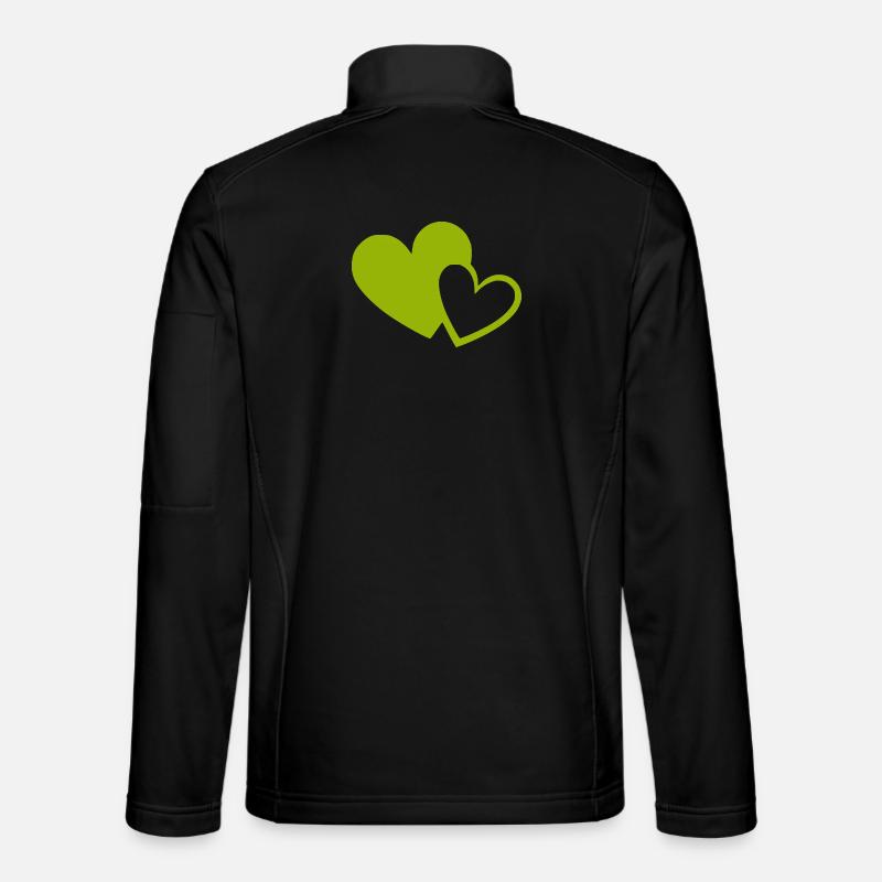 green heart green hearts heart pattern - Unisex Softshell Jacket - black