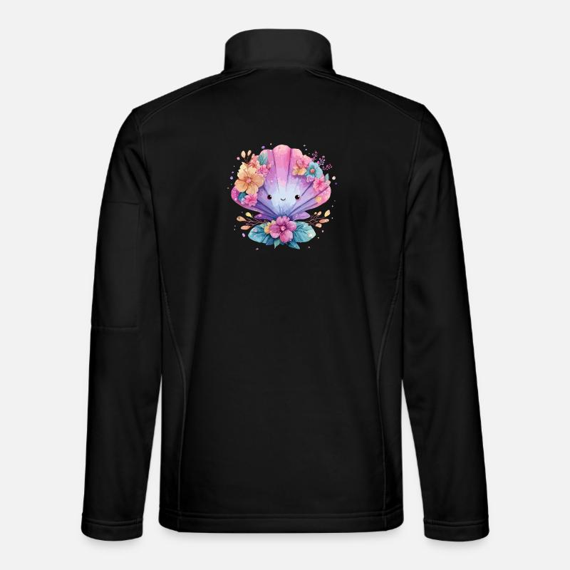 Moule fleurie avec des fleurs joyeuses - Veste en tissu softshell Unisexe - noir