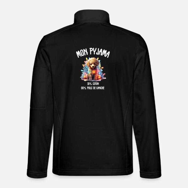 Pyjama Chien Caniche Humour - Veste en tissu softshell Unisexe - noir