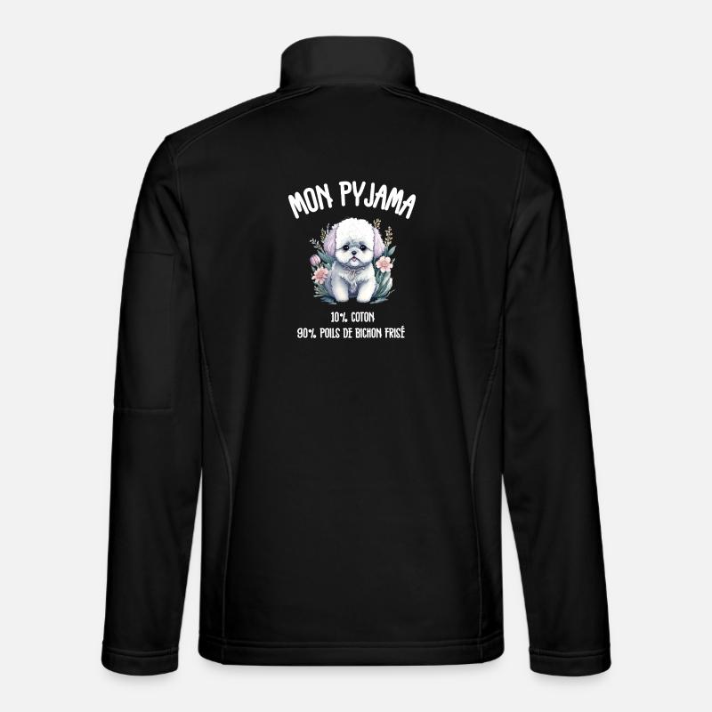 Pyjama Drôle Chien Bichon - Veste en tissu softshell Unisexe - noir