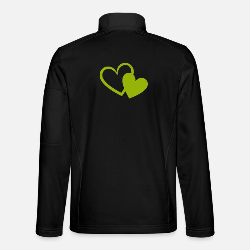 green heart green hearts heart pattern - Unisex Softshell Jacket - black