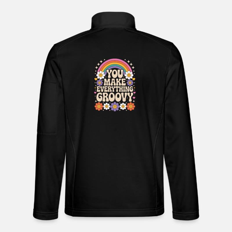 You Make Everything Groovy - Retro Rainbow - Unisex Softshell Jacket - black