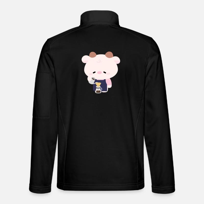 Barista de vache de Kawaii - Veste en tissu softshell Unisexe - noir