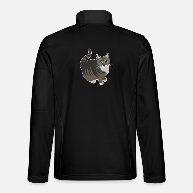 tabby cat with white paws - Unisex Softshell Jacket - black