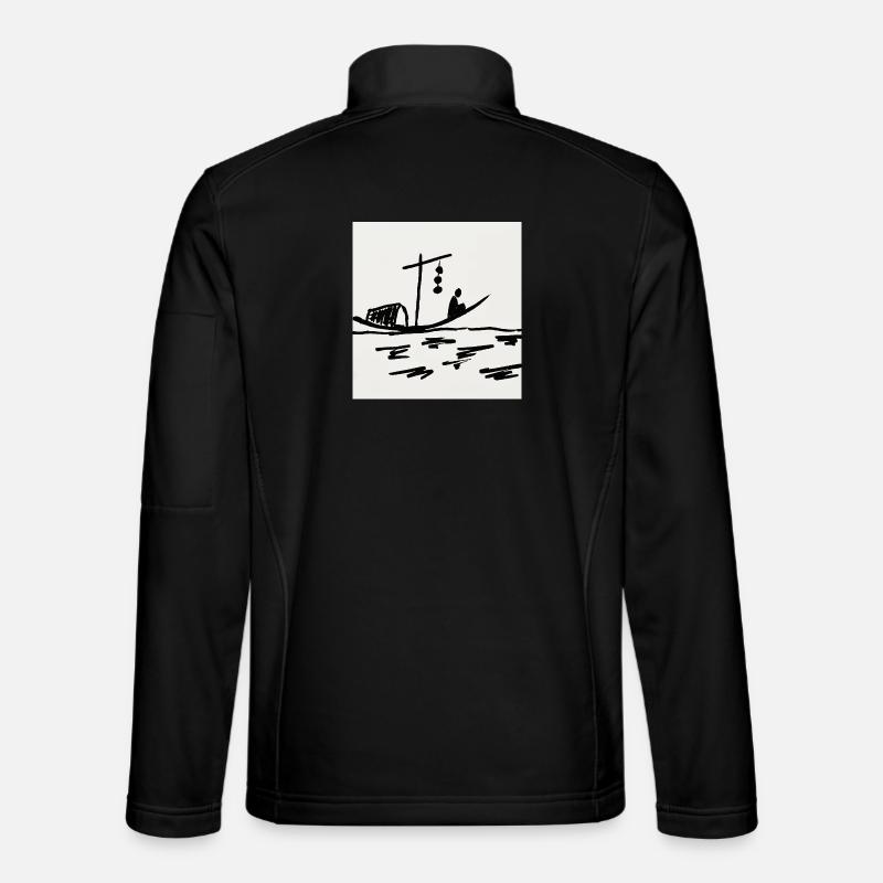 Nachtboot am Fluss - Unisex Softshelljacke - Schwarz