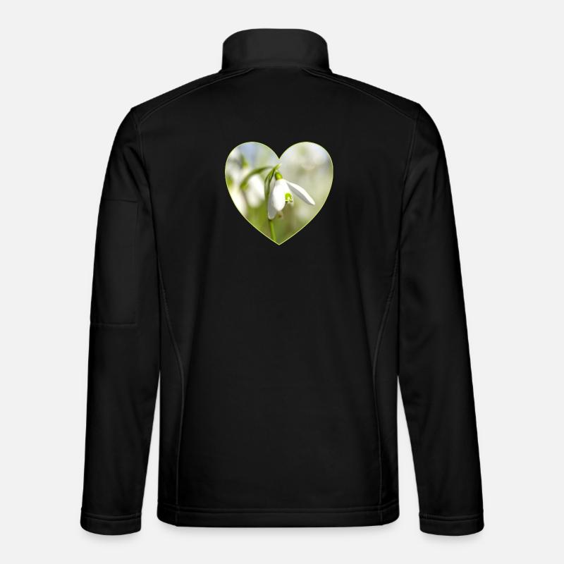Snowdrop Heart Design - Unisex Softshell Jacket - black