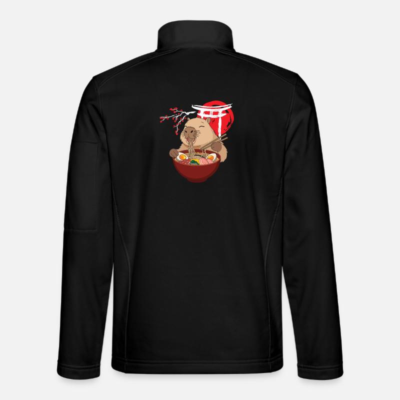 Capybara äter ramensoppa Söt Rolig - Softshelljacka unisex - svart