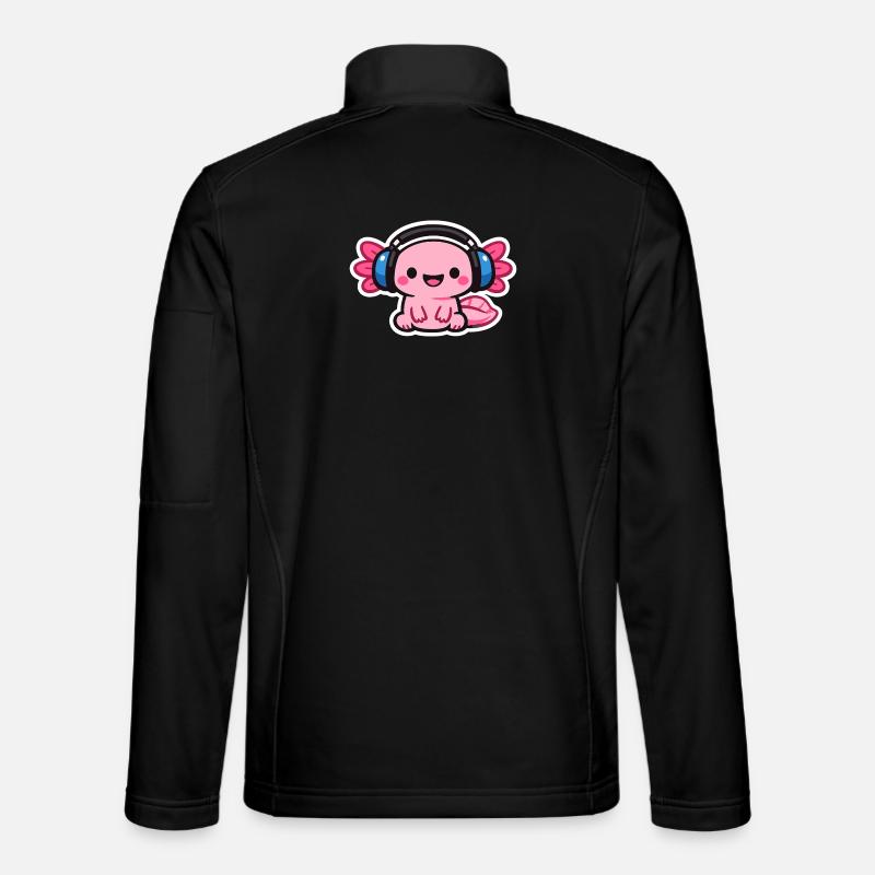 Cuddly Headphone Dragon axolotl - Unisex Softshell Jacket - black