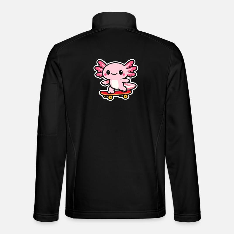Cuddly skateboard dragon axolotl - Unisex Softshell Jacket - black