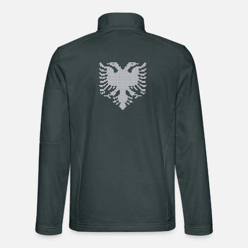 Albanian Double Headed Eagle Dotwork Emblem Unisex Softshell Jacket