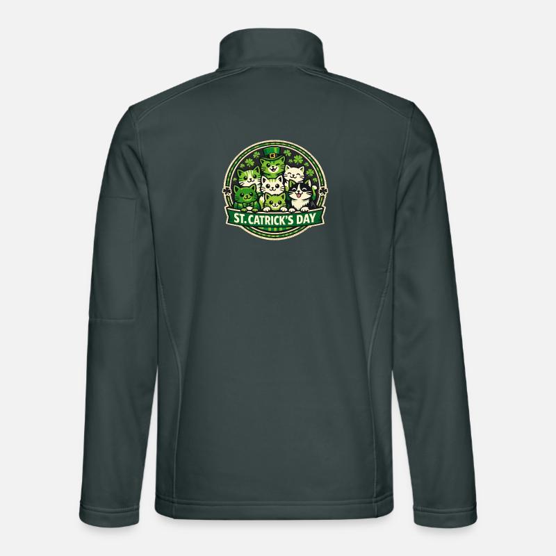 St. Catricks Day Süße Katzen Kätzchen Irisches Kleeblatt Unisex Softshelljacke