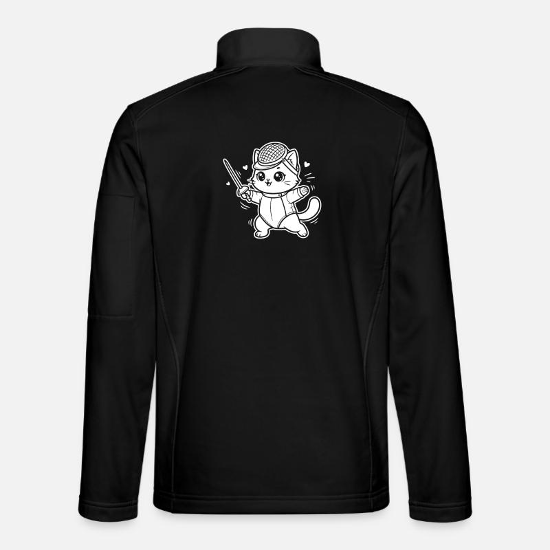Fäktande Kawaii-katt - Softshelljacka unisex - svart