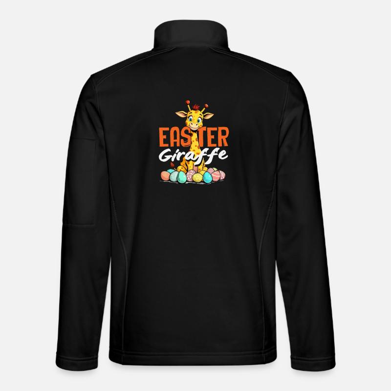 Joyeuses girafes de Pâques sucrées - Veste en tissu softshell Unisexe - noir