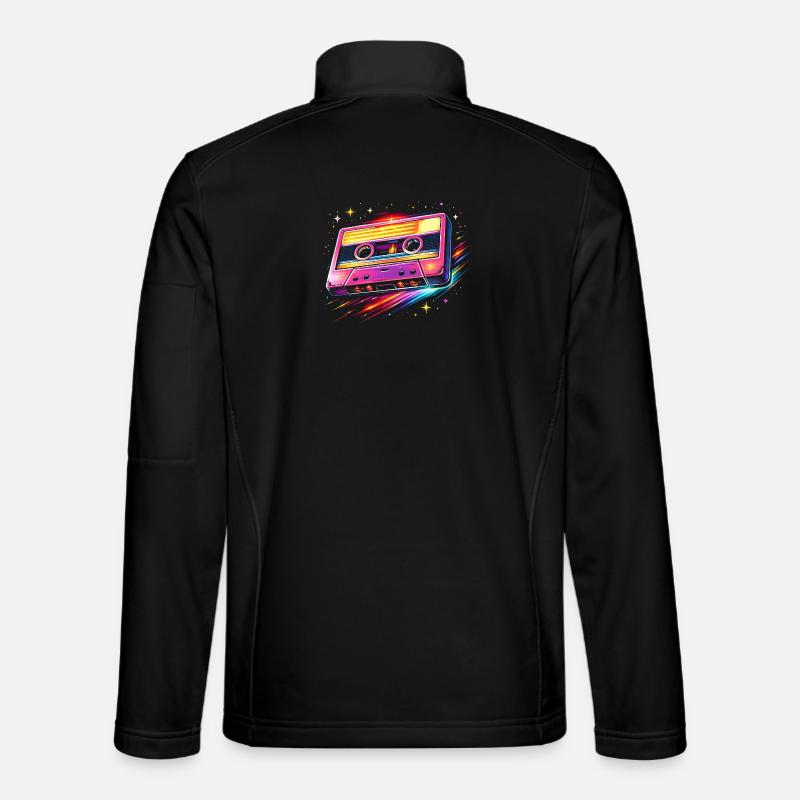 Retro Cassette Neon 80s Style - Unisex Softshell Jacket - black