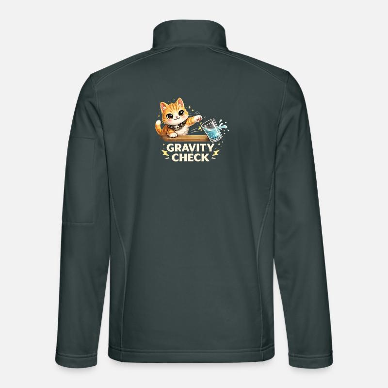 Gravity Check Cat Funny Saying Unisex Softshell Jacket