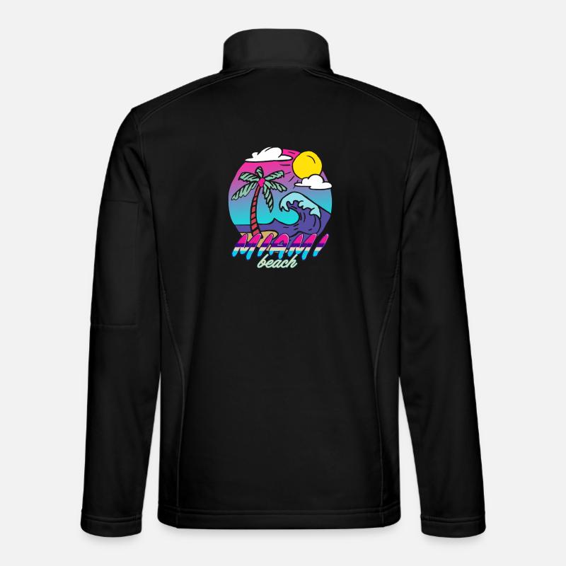 Miami Beach Palm Wave - Unisex Softshell Jacket - black