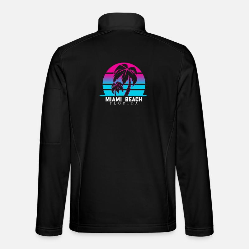 Miami Beach Palm Trees Neon - Unisex Softshell Jacket - black