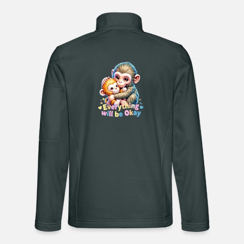 Everything Will Be Okay Monkey Hug Unisex Softshell Jacket