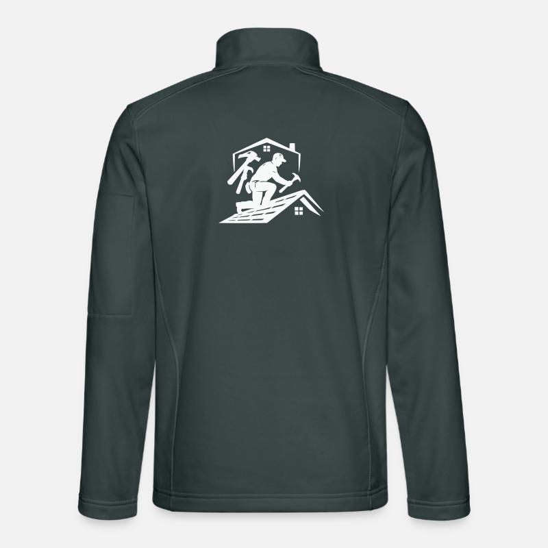 Roofer silhouette on the roof Unisex Softshell Jacket