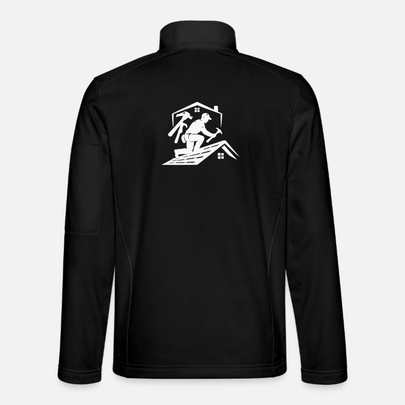 Dachdecker Silhouette am Dach - Unisex Softshelljacke - Schwarz