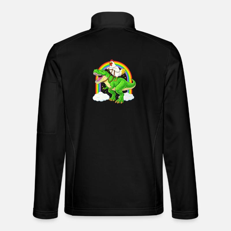 Huhn Reitender T-Rex Dinosaurier Regenbogen - Unisex Softshelljacke - Schwarz
