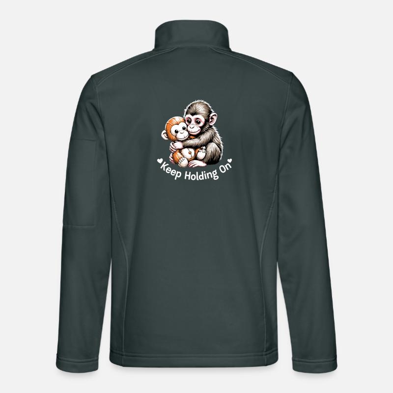 Keep Holding On Monkey Hug Illustration Unisex Softshell Jacket