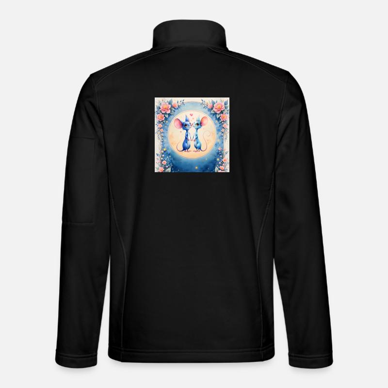 Blaue Mäuse verliebt - Unisex Softshelljacke - Schwarz