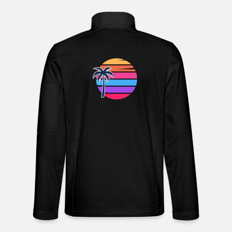 Cercle de palmiers rétro coucher de soleil Veste en tissu softshell Unisexe