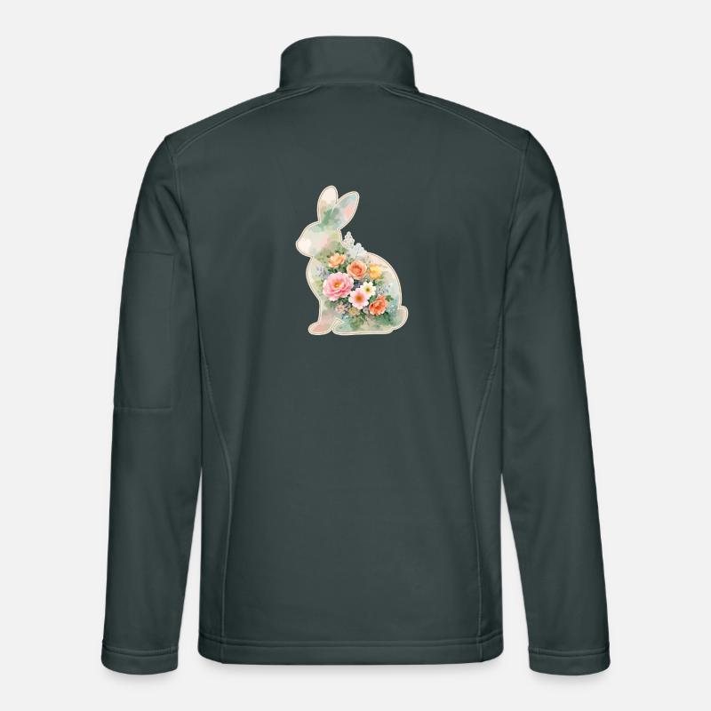 Bunny Watercolor Flowers Easter Unisex Softshell Jacket