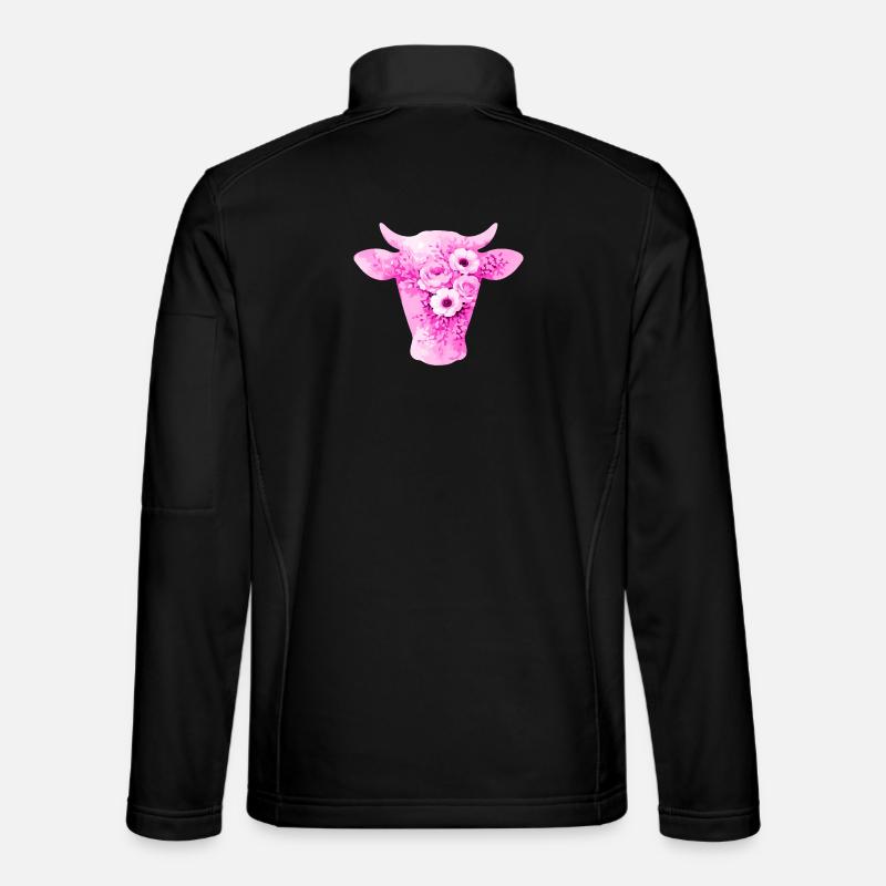 Cow Silhouette Flowers - Unisex Softshell Jacket - black