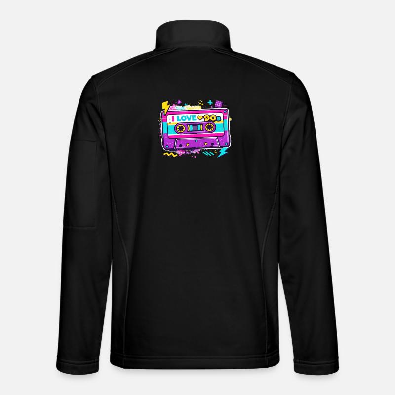 I Love 90s Cassette Graphic - Unisex Softshell Jacket - black