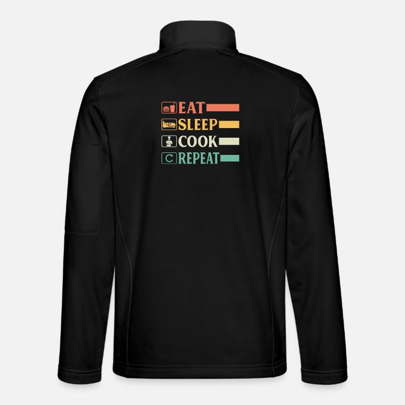 Funny Chef Head Chef Baker Chef Eat Sleep Cook Rep - Unisex Softshell Jacket - black