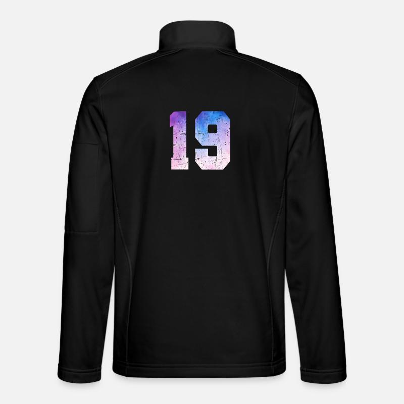 numéro 19 – Cadeau anniversaire 19 ans - Veste en tissu softshell Unisexe - noir