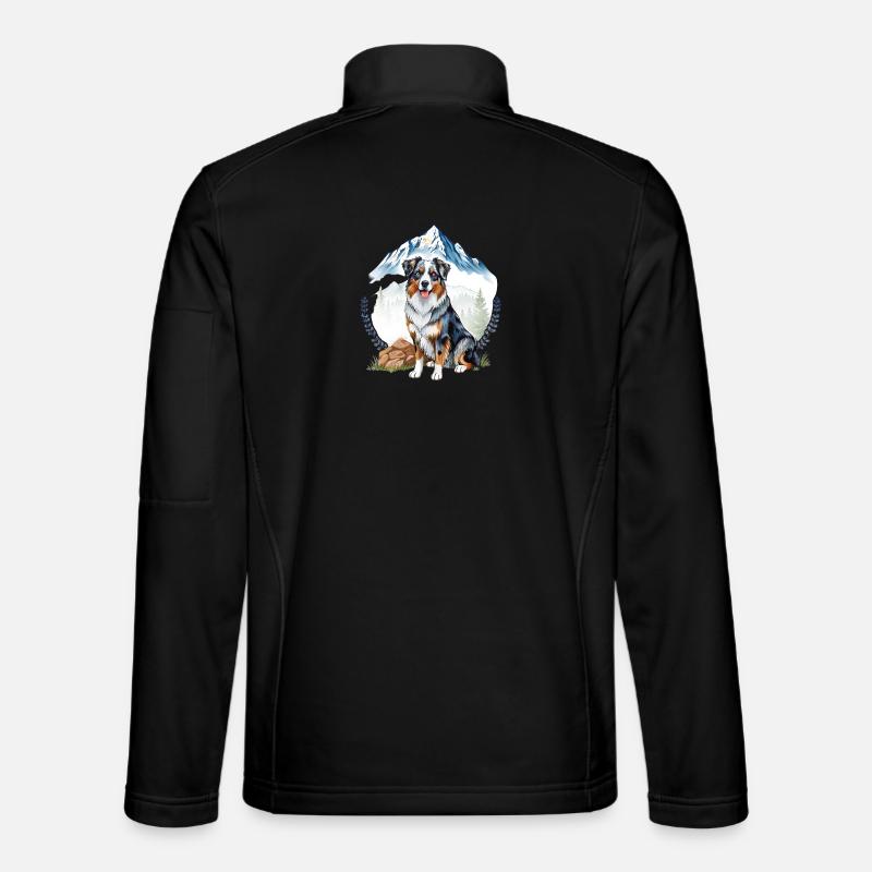 Aussie Dog Landscape Nature Illustration - Unisex Softshell Jacket - black