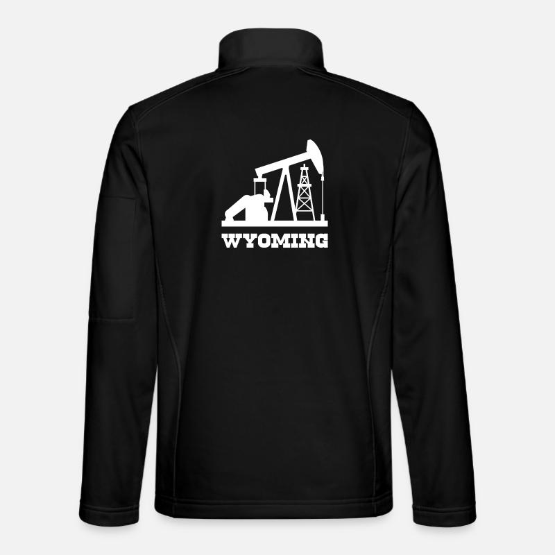 Wyoming Oilfield Pumpjack Design - Unisex Softshell Jacket - black