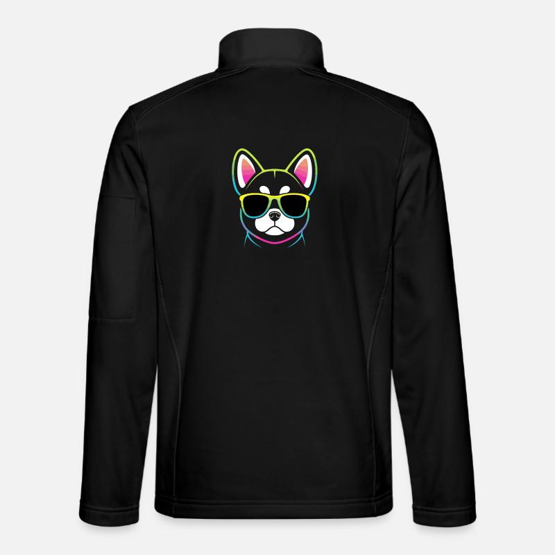 Rainbow Dog with Glasses - Unisex Softshell Jacket - black