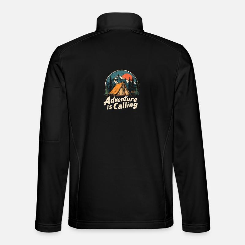 Camping Abenteuer Spruch Adventure Is Calling Camp - Unisex Softshelljacke - Schwarz
