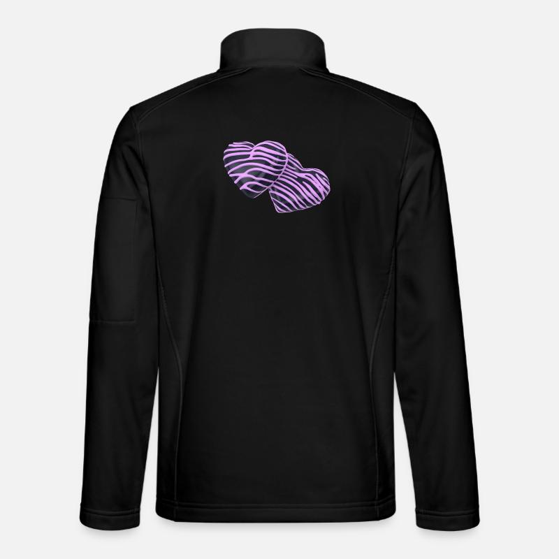 Pink Hearts on Black - Unisex Softshell Jacket - black