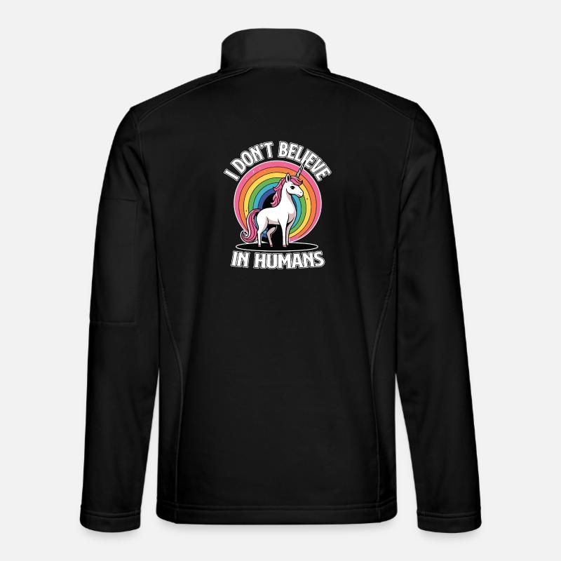 Unicorn Rainbow Non credo negli umani - Giacca softshell unisex - nero