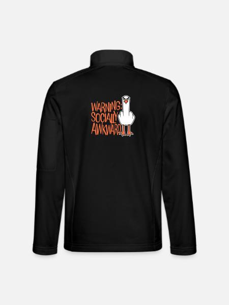 Warning Socially Awkward Möwe Mittelfinger Frech - Unisex Softshelljacke - Schwarz - Hinten