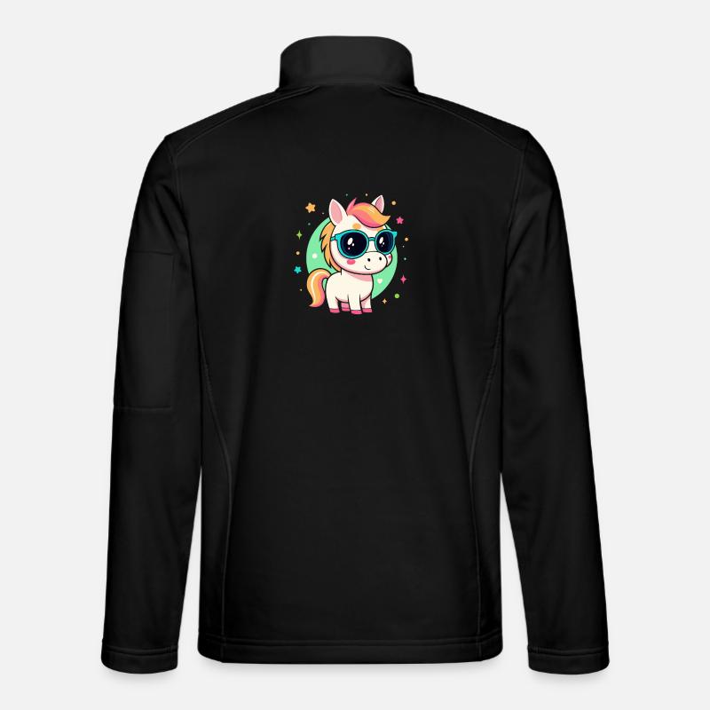 Regenbogenpony mit Brille - Unisex Softshelljacke - Schwarz