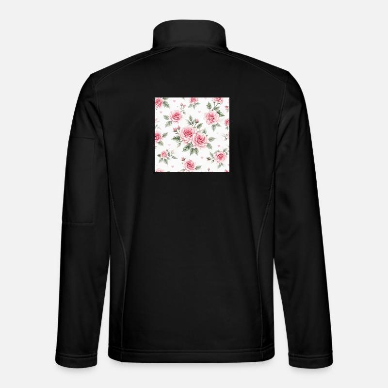Rosen-und-Herzen-Muster - Unisex Softshelljacke - Schwarz