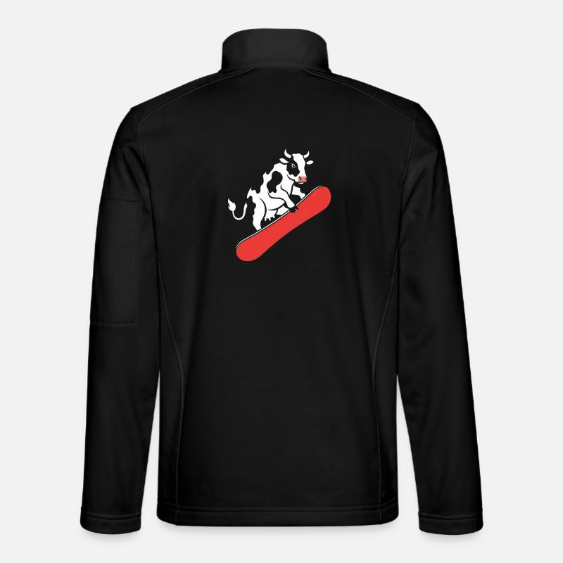 Cow on skateboard - Unisex Softshell Jacket - black