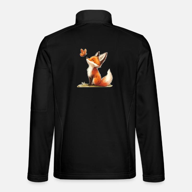 Fuchs mit Schmetterling - Unisex Softshelljacke - Schwarz