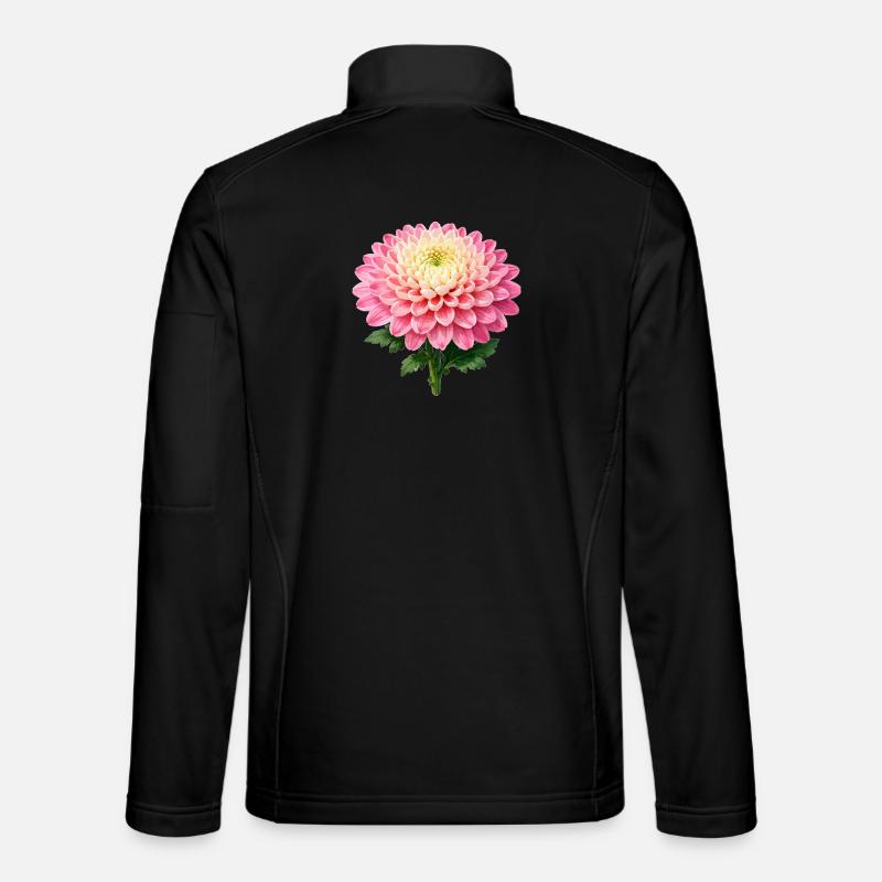 Pink Chrysanthemum Bloom - Unisex Softshell Jacket - black