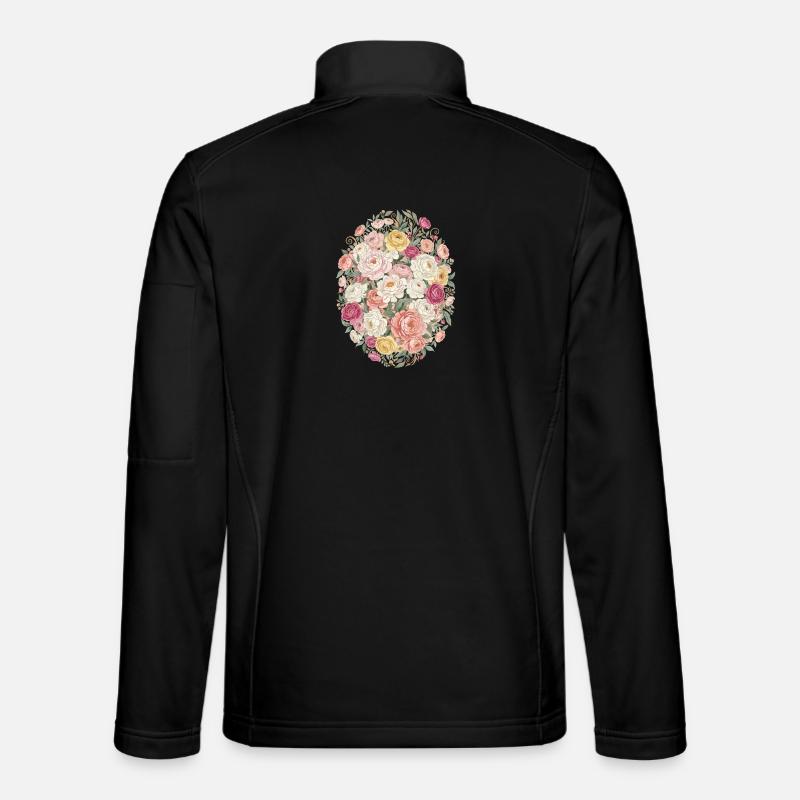 Pastel Blossom Oval Rose Bouquet - Unisex Softshell Jacket - black