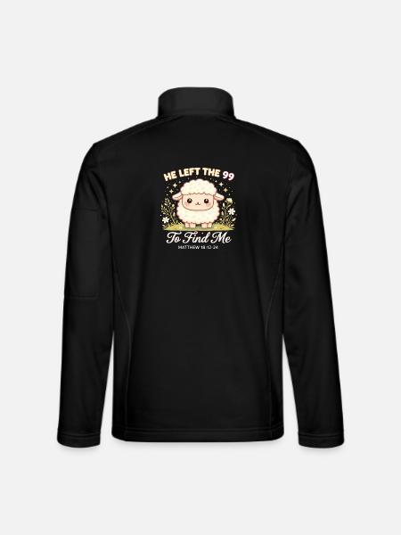 Lammmotiv: Er suchte mich Bibelvers Schaf - Unisex Softshelljacke - Schwarz - Hinten