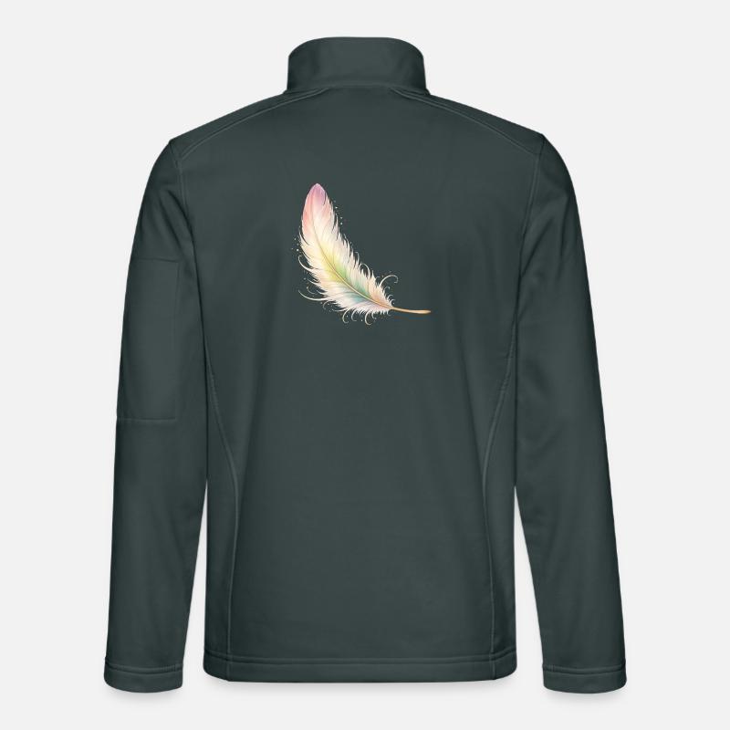 Delicate Feather Pastel Elegant Boho Design Unisex Softshell Jacket